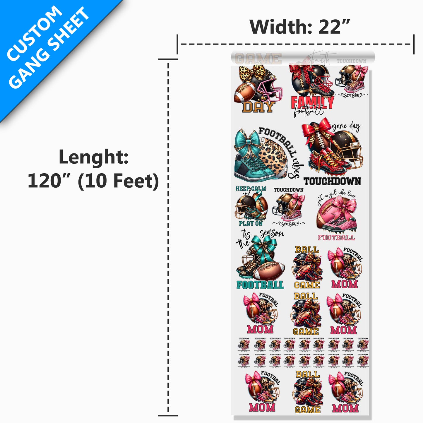 22” Custom DTF Gang Sheet, Upload a Print Ready File