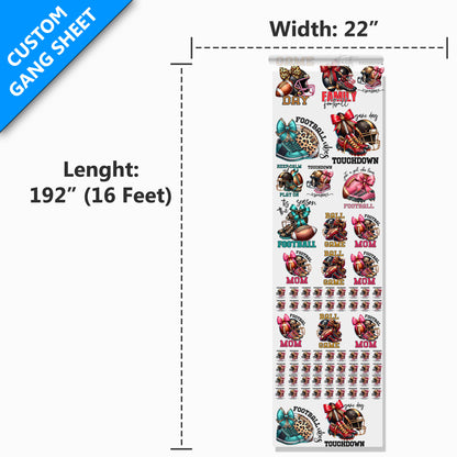 22” Custom DTF Gang Sheet, Upload a Print Ready File