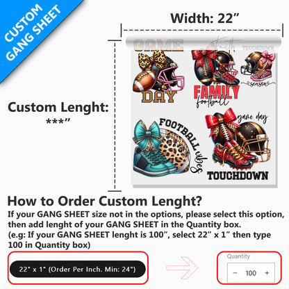 22” Custom DTF Gang Sheet, Upload a Print Ready File