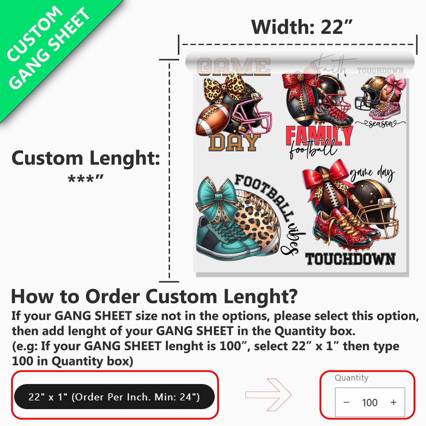 22” Custom UV DTF Gang Sheet, Upload a Print Ready File