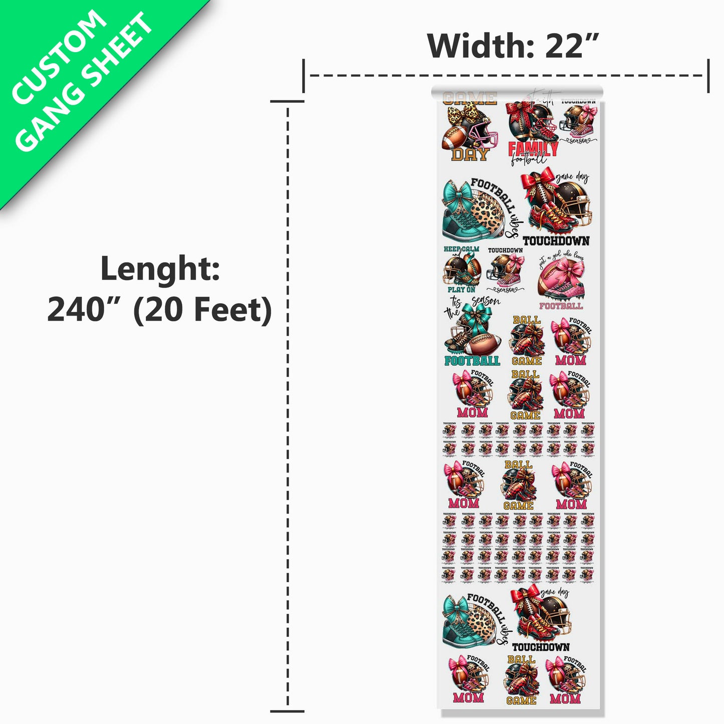 22” Custom UV DTF Gang Sheet, Upload a Print Ready File