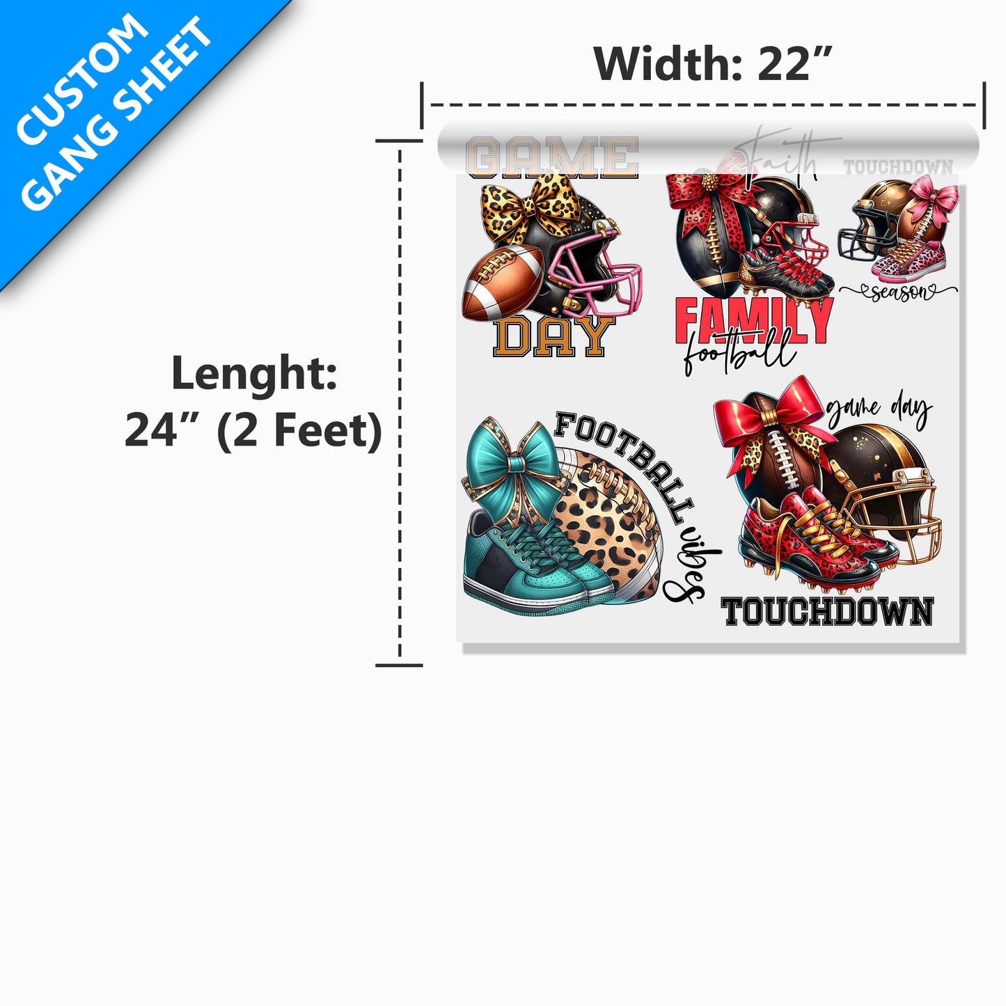 22” Custom DTF Gang Sheet, Upload a Print Ready File