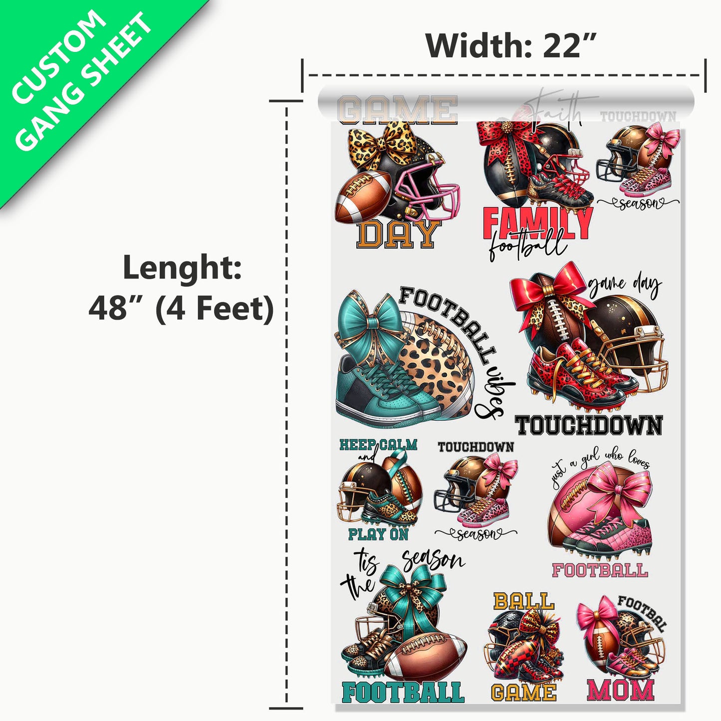 22” Custom UV DTF Gang Sheet, Upload a Print Ready File