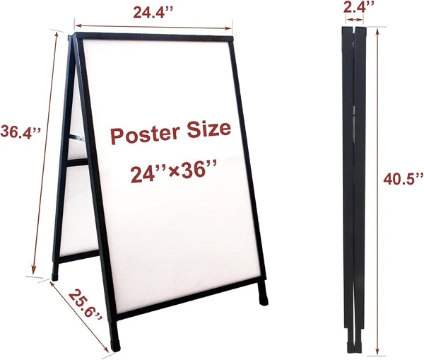 Custom 24x36 A-Frame Sidewalk Sign, Black Metal Frame Double-Sided Signs