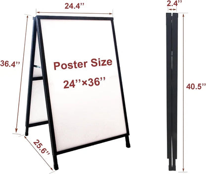 Custom 24x36 A-Frame Sidewalk Sign, Black Metal Frame Double-Sided Signs