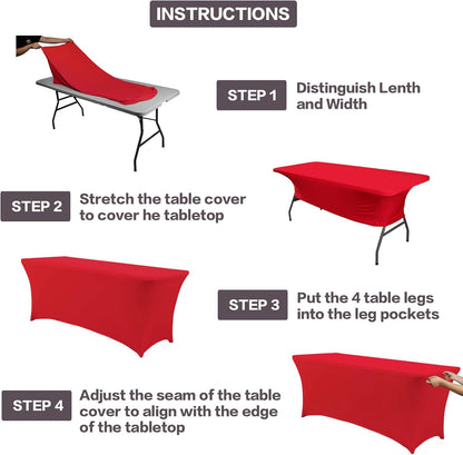 Custom 6ft Spandex Table Cover, Stretch Tablecloth with Logo