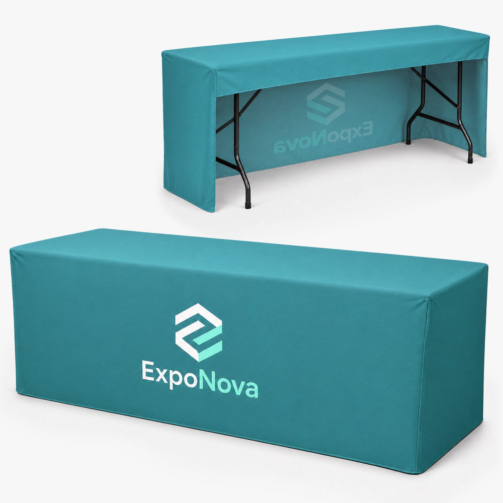 Custom 8ft Fitted Table Cover, Printed Table Cloth With Logo