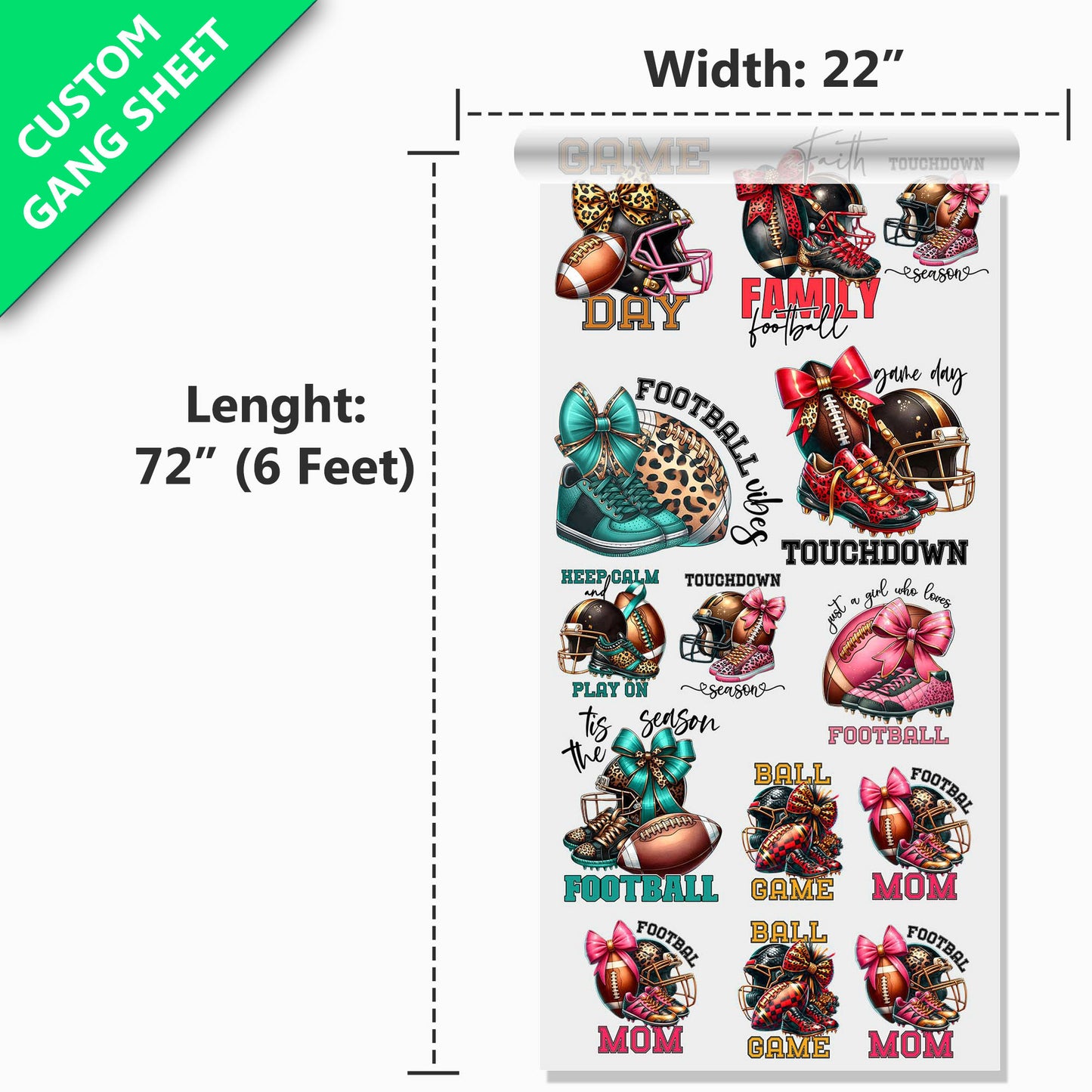 22” Custom UV DTF Gang Sheet, Upload a Print Ready File