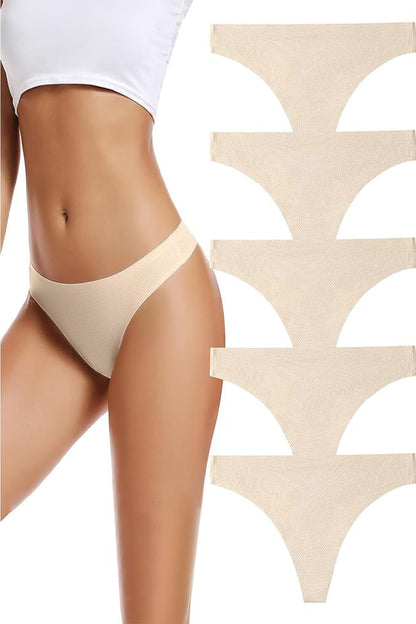 VOENXE Women's Seamless No-Show Thong Underwear