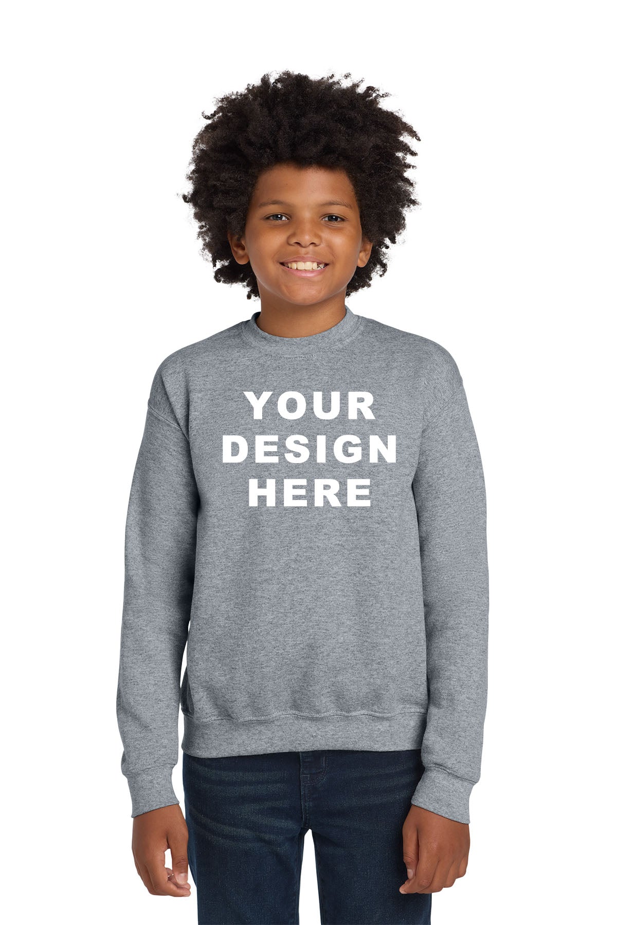 Custom Gildan 18000B Youth Sweatshirt | Personalized Kids Crewneck