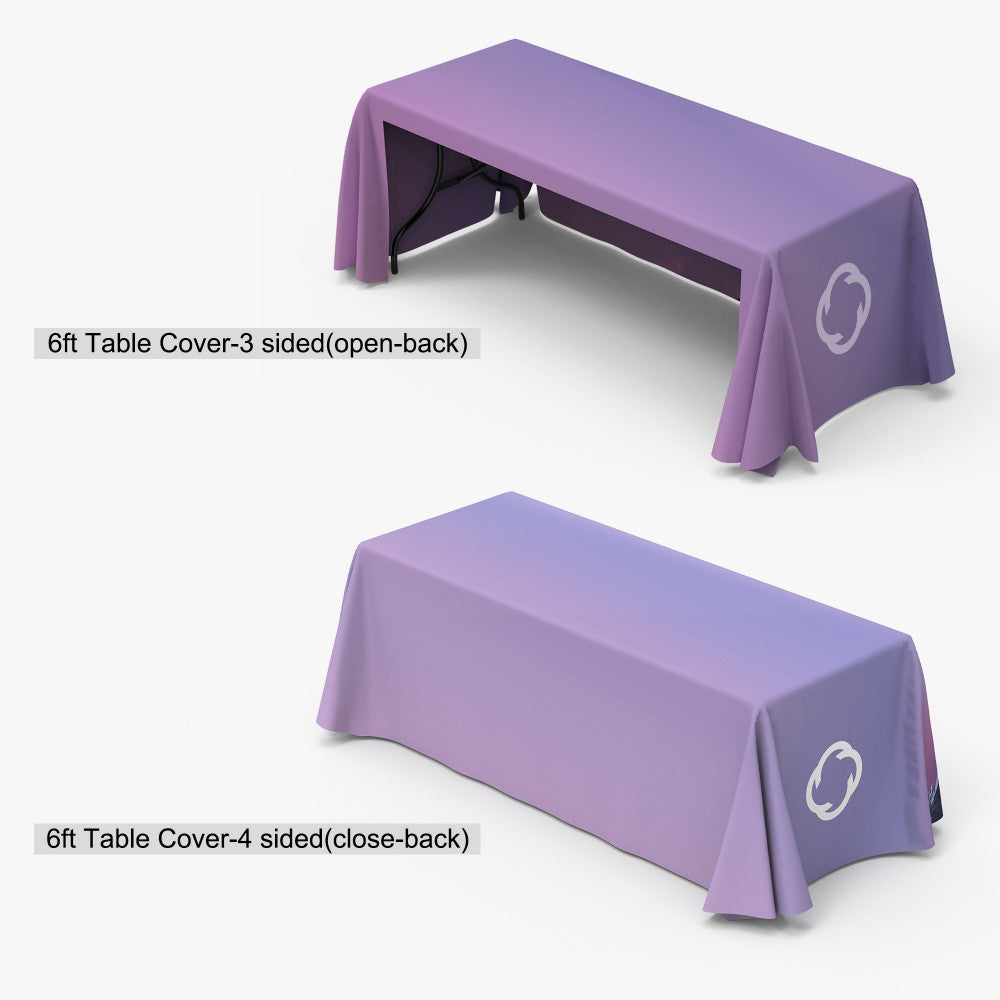 Custom 6ft Tension Fabric Table Cover, Stretch Table Cloth with Logo