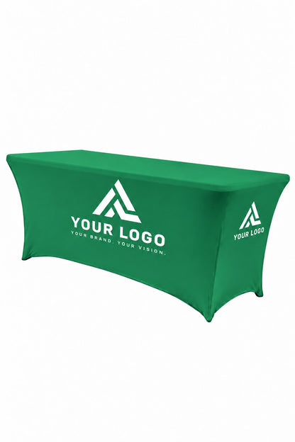 Custom 6ft Spandex Table Cover, Stretch Tablecloth with Logo