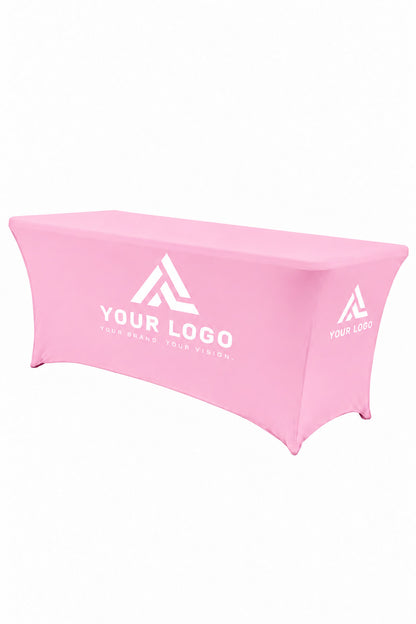Custom 4ft Spandex Table Cover, Stretch Tablecloth with Logo