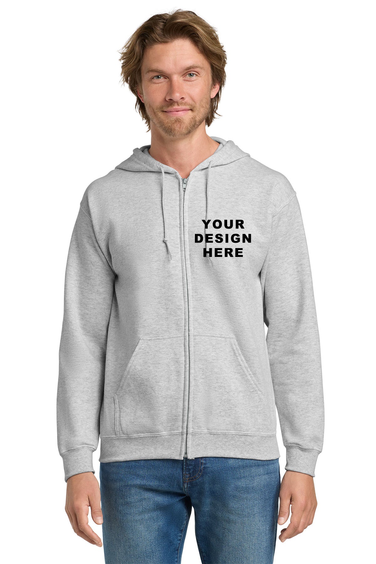 Custom Gildan 18600 Full-Zip Hoodie | Personalized Zip-Up Sweatshirt