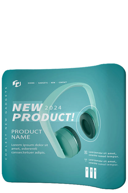 Custom 6ft Curved Tension Fabric Display, Trade Show Backdrop