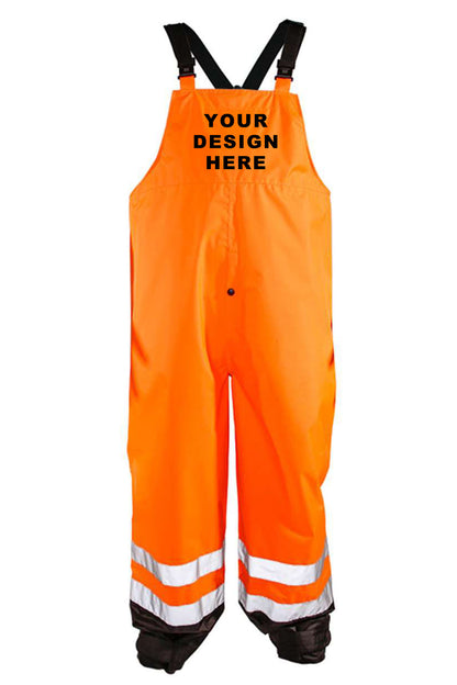 Custom Kishigo RWB102/RWB103 Rain Bib | Personalized ANSI Class E Rainwear