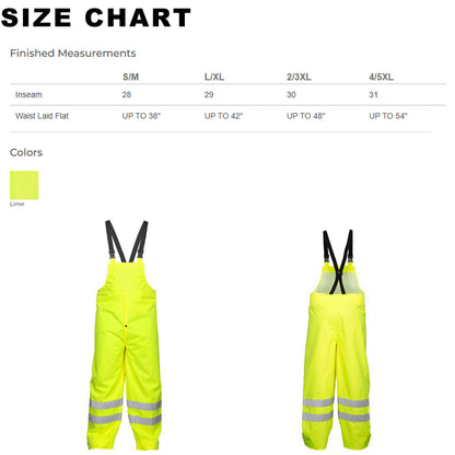 Kishigo® 9665P Unisex Storm Stopper™ ANSI Class 3 Rain Bib Pants