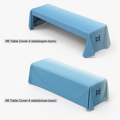 Custom 8ft Tension Fabric Table Cover, Stretch Table Cloth with Logo