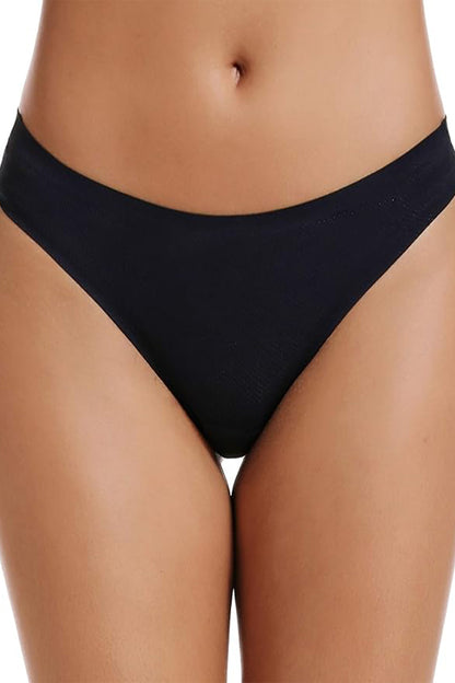 VOENXE Women's Seamless No-Show Thong Underwear