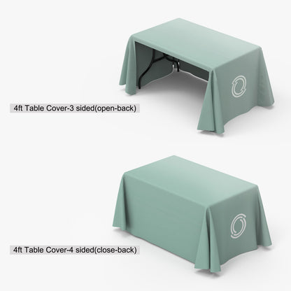 Custom 4ft Tension Fabric Table Cover, Stretch Table Cloth with Logo