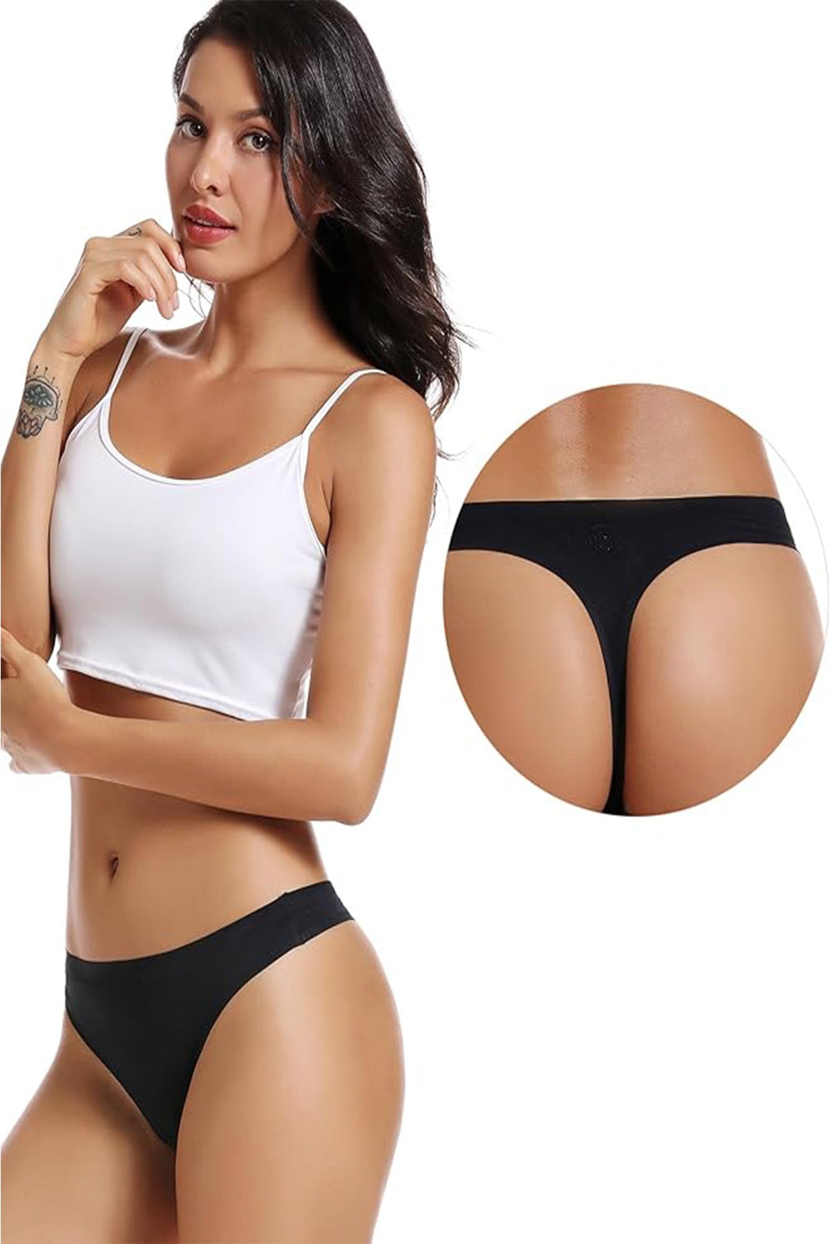 VOENXE Women's Seamless No-Show Thong Underwear